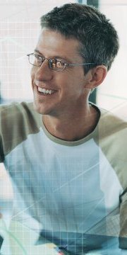 Bloke wearing specs and smiling